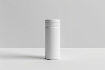 Wall Mural - White, Unlabeled, Cylindrical Container on White Background