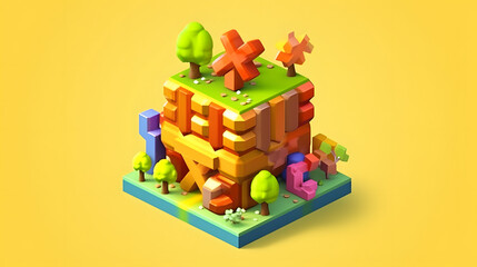 Wall Mural - XP game icon 3d pixel cartoon