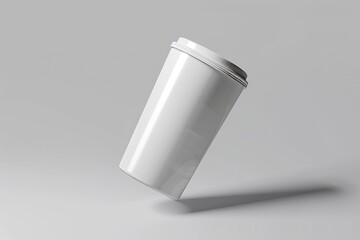 Wall Mural - White Disposable Coffee Cup Mockup on a Gray Background