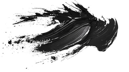 Wall Mural - A single, bold black brush stroke contrasts against a clean white background or PNG