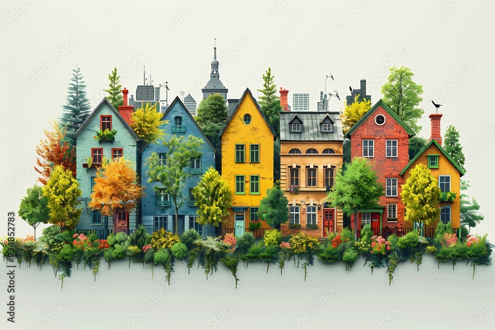 Vector art showing the challenges of sustainable urbanization with ...
