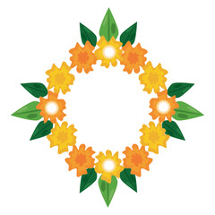 Poster - flower garland and leaves