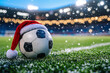 © Emanuel - Soccer ball in a stadium with a Christmas hat