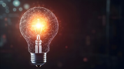 Poster - A luminous lightbulb illuminating a brain,representing the spark of innovation,technological solutions,and the potential for startups to make groundbreaking discoveries.