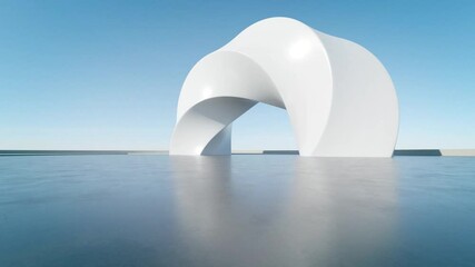 Wall Mural - 3d render of abstract white structure futuristic architecture with empty concrete floor