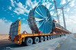 © fotofabrika - Massive Transport Vehicle Carrying Large Equipment Along Industrial Road Under Clear Sky