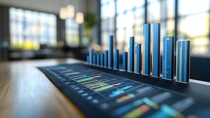 Poster - Comprehensive financial data visualization featuring detailed high definition bar charts line graphs and infographic displays showcasing monthly sales figures quarterly earnings yearly revenue growth