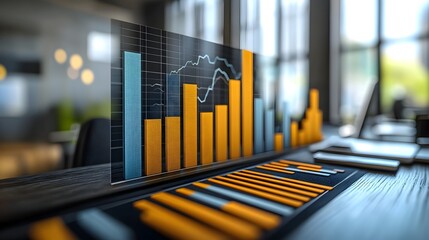 Poster - Comprehensive financial data visualization with detailed bar charts displaying monthly sales figures quarterly earnings yearly revenue growth