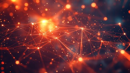 Abstract Network of Connected Nodes: An intricate web of glowing lines and points, suggestive of data flow, connectivity, and digital innovation.  