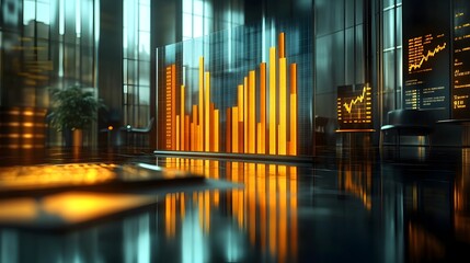 Poster - Detailed and Comprehensive Financial Data Visualization Featuring Modernist Art Deco Styled Bar Charts Displaying Monthly Sales Figures Quarterly Earnings