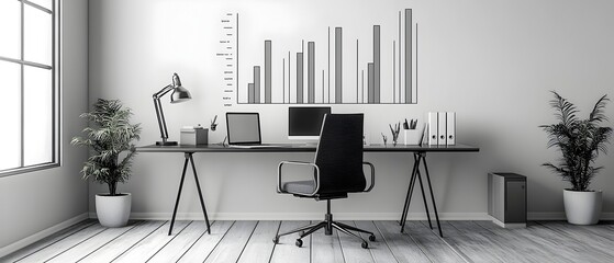 Poster - detailed 3d rendered bar graph visualizing quarterly metrics and technical engineering diagrams on a