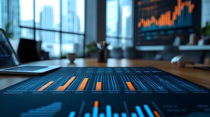 Aufkleber - detailed business growth analytics and data visualization with technical style charts graphs and num