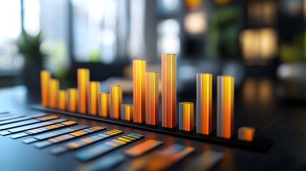 Poster - Detailed Financial Data Visualization with Sleek Modernist Art Deco Style Bar Charts Displaying Monthly Sales Figures Quarterly Earnings and Yearly Revenue Growth in a Corporate Office Setting