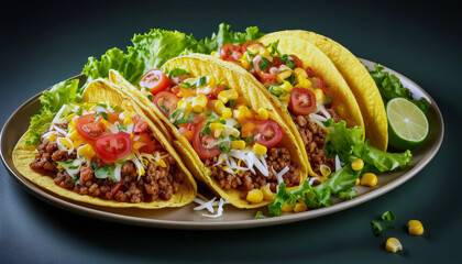 Wall Mural - Delicious Ground Beef Tacos with Toppings