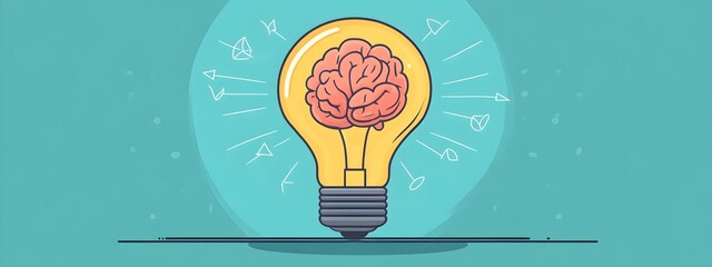 Glowing brain lightbulb representing creative and innovative thinking