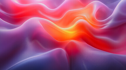 Sticker - A purple and orange wave with a red and orange flame in the middle. The wave is made of a shiny, silky material