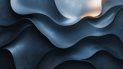 Poster - A blue wave with a yellow light shining on it