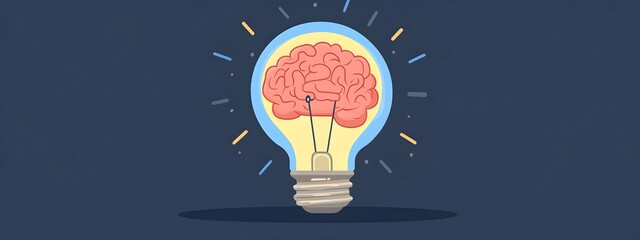 Poster - Illuminating Idea - Glowing Brain Lightbulb Representing Creative Thinking and Innovation