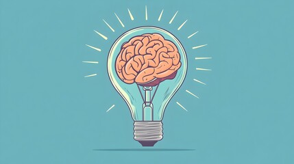 Poster - Illuminating the Innovative Mind:Brain Lightbulb Symbolizing Creative Thinking and Ideation