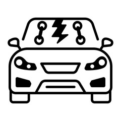 Poster - Linear style icon of windshield service