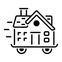 Sticker - Moving home icon in outline style 