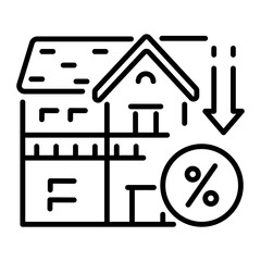 Sticker - Home discount icon in outline style 