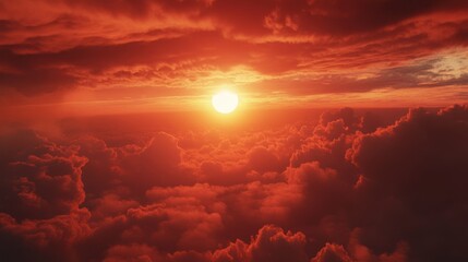 Poster - Aerial View of a Sunset over a Sea of Clouds