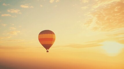 Canvas Print - Hot Air Balloon Soaring Through Sunrise Sky