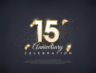 Wall Mural - 15th anniversary number with fancy numerals. luxury premium vector design. Premium vector for poster, banner, celebration greeting.