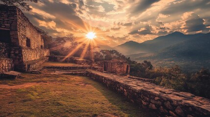 Sticker - Ancient Ruins at Sunset