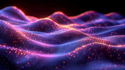 Poster - Abstract glowing waves of light creating a dynamic pattern in a dark setting at night
