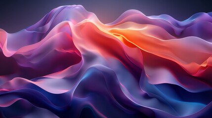 Poster - Colorful abstract waves flowing in dynamic shapes against a dark background