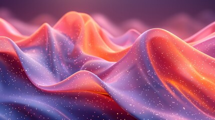 Poster - Colorful abstract waves with shimmering effects in soft light