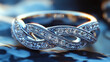 © Bartek - Elegant Platinum Diamond Ring with Intricate Infinity Knot Design for Weddings, Engagements, and Special Occasions