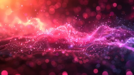 Poster - Colorful abstract waves of light and particles in a cosmic style at night