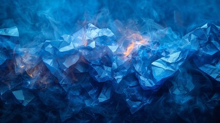 Poster - abstract blue crumpled paper texture with soft lighting effects