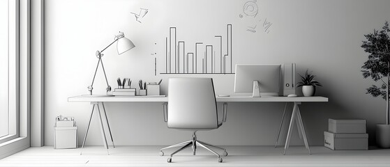 Poster - meticulously hand drawn bar graph visualization displaying quarterly metrics and technical engineeri