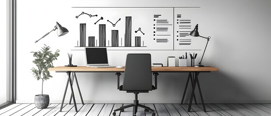 Poster - meticulously hand drawn bar graph visualization showcasing quarterly business metrics and statistics
