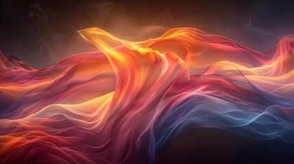 Poster - Colorful abstract waves of fabric flowing in warm hues with cool undertones