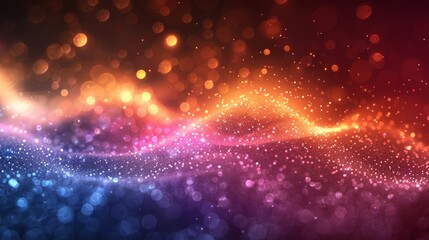 Poster - Colorful bokeh lights creating a wave pattern with shimmering effects