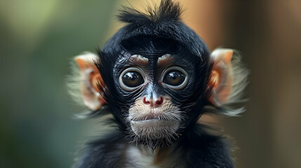 Wall Mural - Amazon White-cheeked Spider Monkey face, its curious expression highlighted with a blurred background