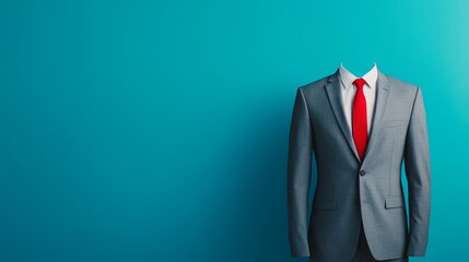 Wall Mural - Suit Jacket with Red Tie on Blue Background