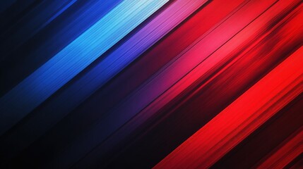 Fototapete - Diagonal gradient stripes transitioning from deep red to blue, creating a striking abstract background,