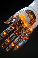 Poster - Robotic Hand with Glowing Fingers