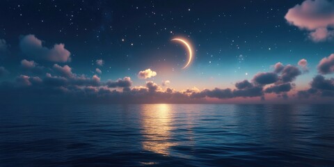 Wall Mural - Moonlight over Ocean