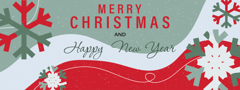Merry Christmas and Happy New Year banner. Winter sale and greetings design.
