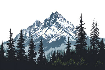 Poster - Mountains and forest hand drawn sketch. Vector illustration design.