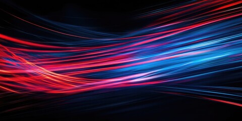 Canvas Print - Red and Blue Lines on Black Background