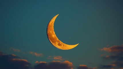 Wall Mural - Half Moon and Cloudy Sky