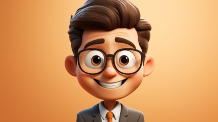 Happy Smiling Cartoon Character Business Office Worker